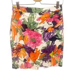 J. Crew Women's Size 6 Floral Pencil Skirt‎ Multicolored Print Midi Business